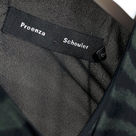 Proenza Schouler Green & Black Zebra Silk Long-Sleeve Dress - Picture 9 of 11